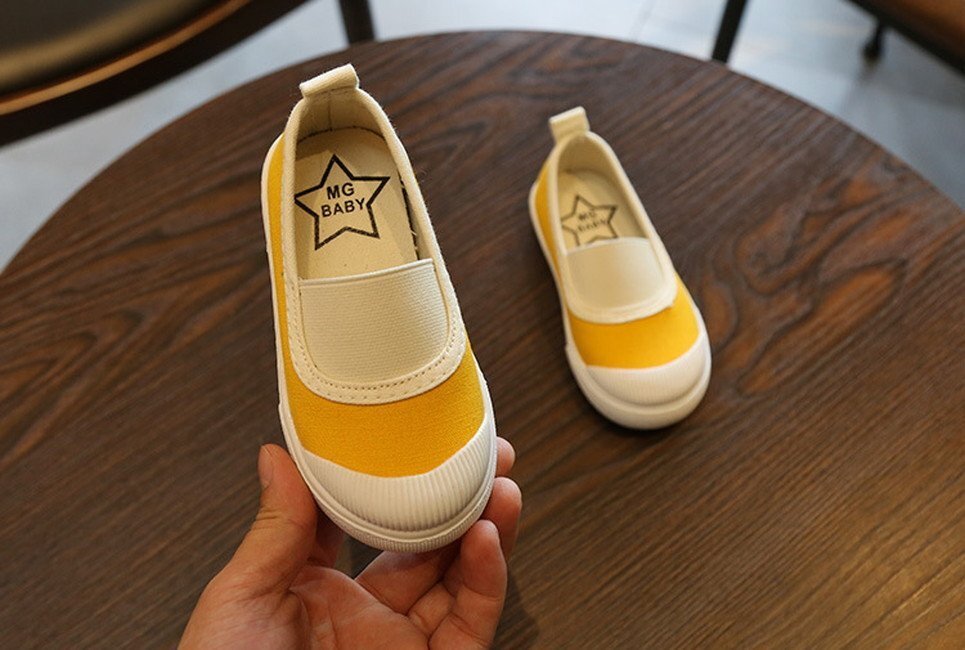 kids 上履きデザイン シンプルシューズ 【イエロー 13cm】靴 子供 ベビー 室內(nèi) 屋外 兼用 體育館シューズ 運動靴