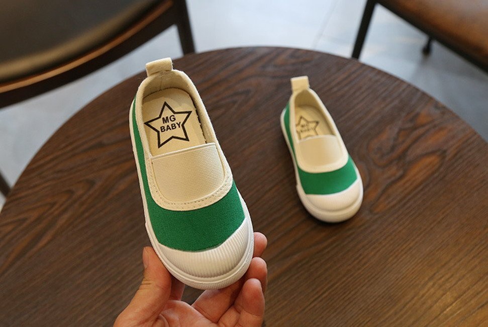 kids 上履きデザイン シンプルシューズ 【グリーン 13cm】靴 子供 ベビー 室內(nèi) 屋外 兼用 體育館シューズ 運動靴