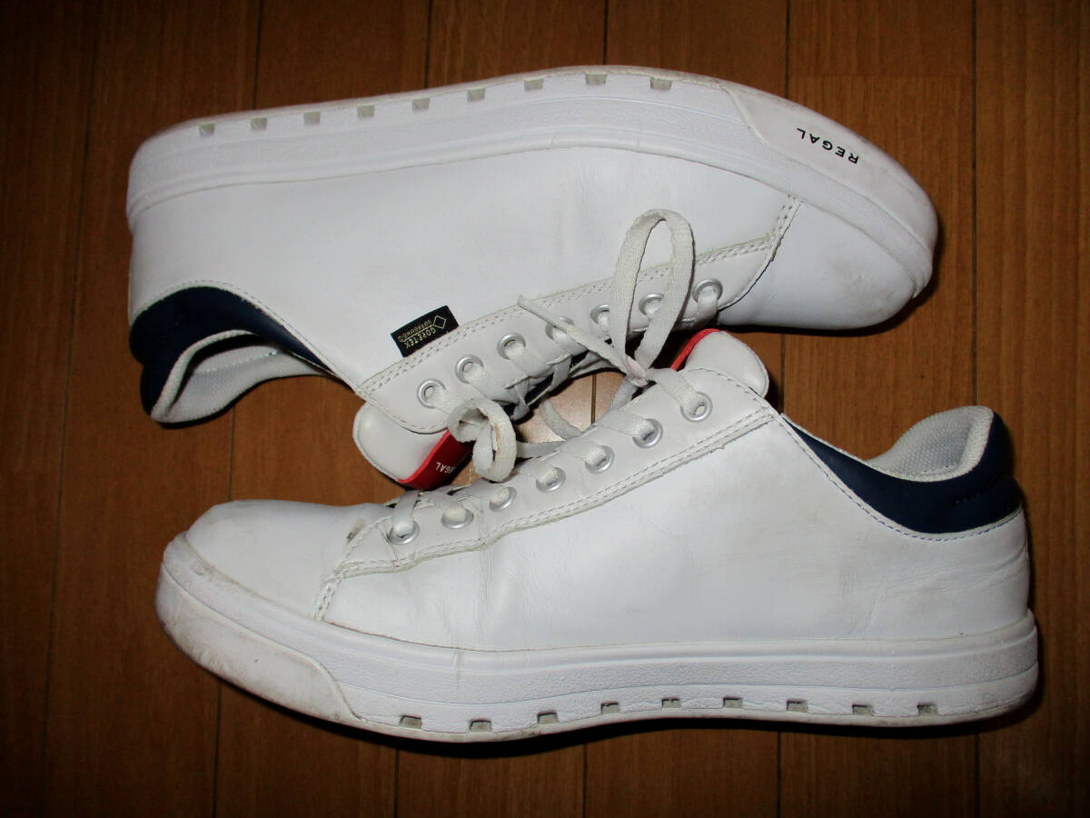 リーガル　REGAL　レザースニーカー　GORE-TEX 　白×ネイビー　　サイズ２６cm　　　?。ǎ矱　ハ