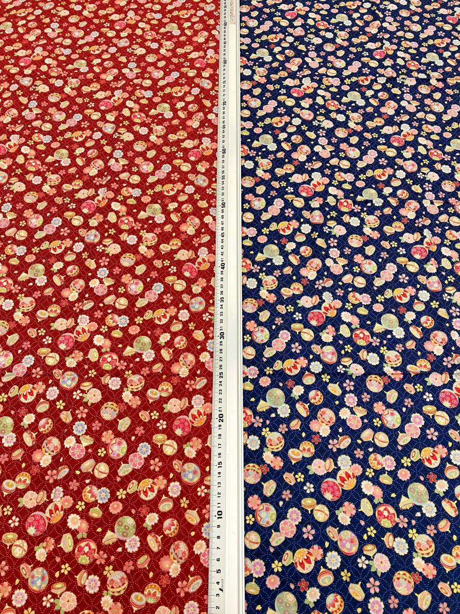 ◆２枚セット ☆各１００ｃｍ（長さ）×１１０ｃｍ（生地巾） ◆和調(diào)／和柄ゴールドプリント④ ◆シーチング生地 ◆未使用／限定品