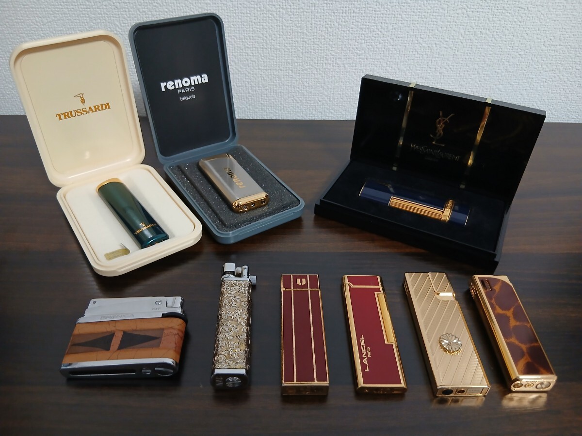 ライター まとめて サンローラン LANCEL TRUSSARDI他 ブランドライター アンティークライター 喫煙グッズ 著火未確認