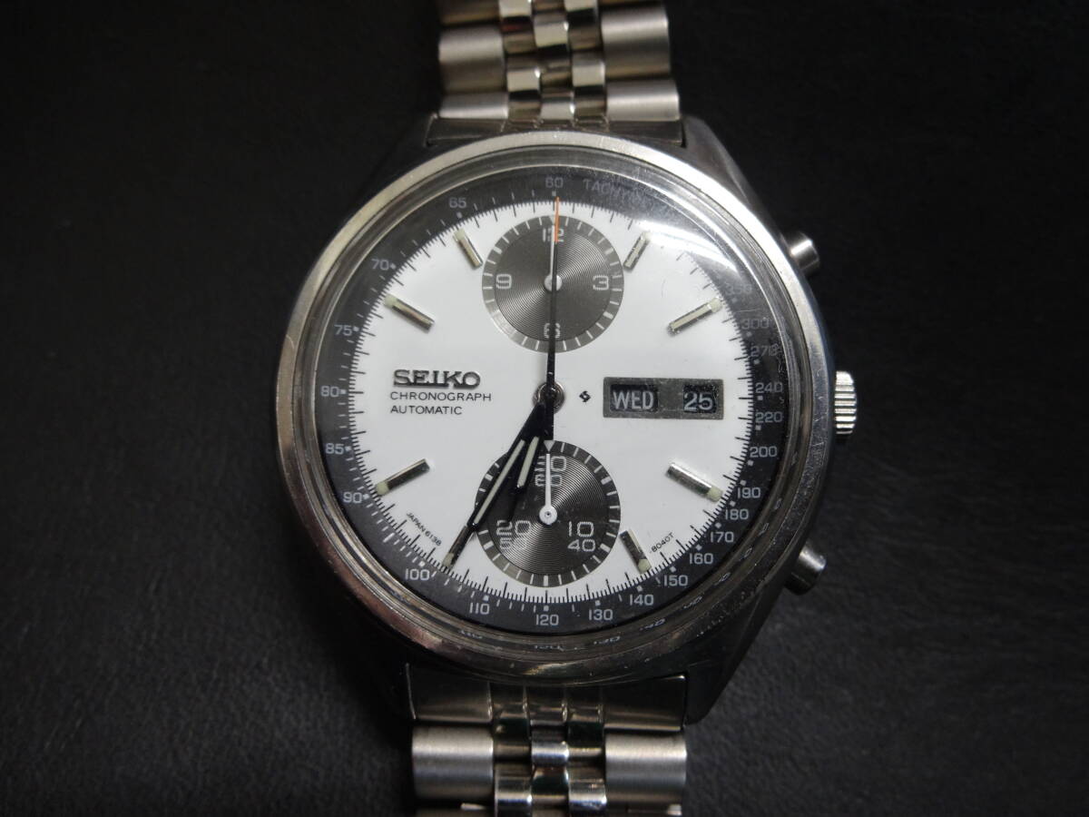 セイコー　SEIKO　６１３８－８０２０　パンダ　クロノグラフ　自動巻き　希少　レア　白文字盤　レトロ_画像1