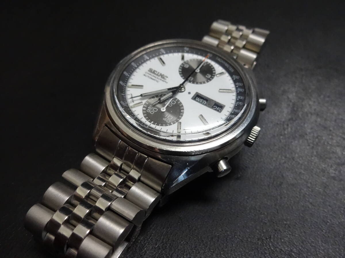 セイコー　SEIKO　６１３８－８０２０　パンダ　クロノグラフ　自動巻き　希少　レア　白文字盤　レトロ_画像6