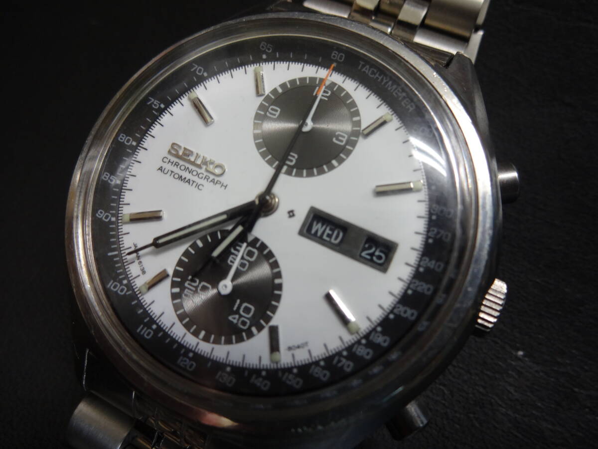 セイコー　SEIKO　６１３８－８０２０　パンダ　クロノグラフ　自動巻き　希少　レア　白文字盤　レトロ_画像8