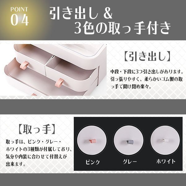 メイクボックス 大容量 コスメボックス ホワイト 白 収納ボックス メイク 持ち運び 引き出し 蓋付 小物 防塵 防水 韓國インテリア 韓國雑貨