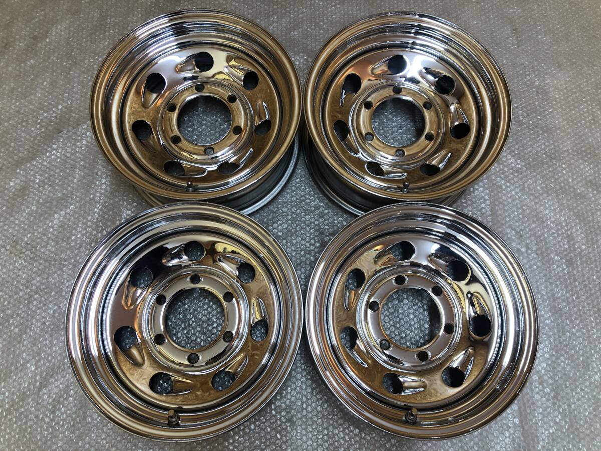 ☆希少☆ アメリカンレーシング ? 14インチ 6J メッキ スチール ホイール 139.7 ６穴 ダットサン D21 D22 B2200 B2600 モデュラー レジアス