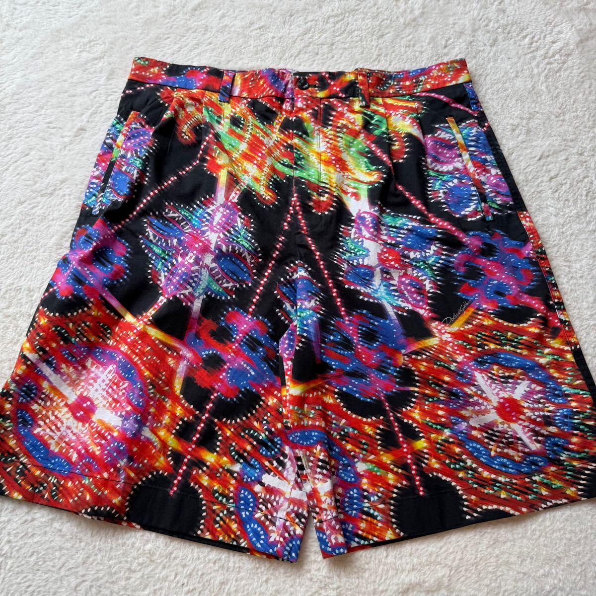 未使用級 XXL相當(dāng)/DOLCE&GABBANA メンズ52 ハーフパンツ ショート 短パン ルミナリエ ド派手 カラフル ドルチェアンドガッバーナ ドルガバ