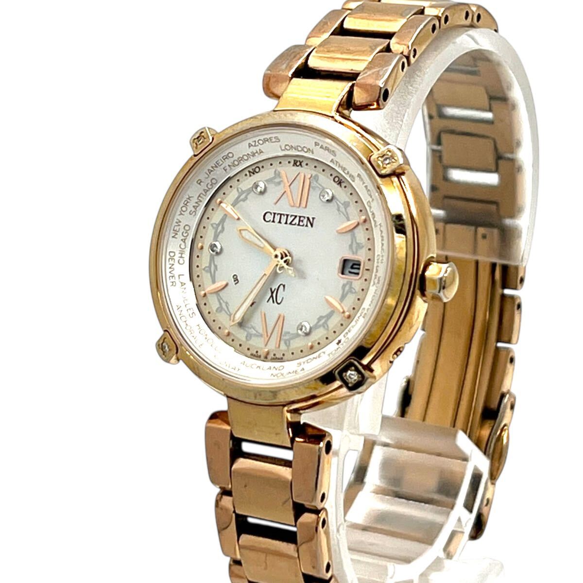 1円 稼動(dòng) シチズン CITIZEN クロスシー XC ジュリークコラボ 4Pダイヤ シェル文字盤 リミテッド H240-T020151 電波ソーラー 腕時(shí)計(jì) 734