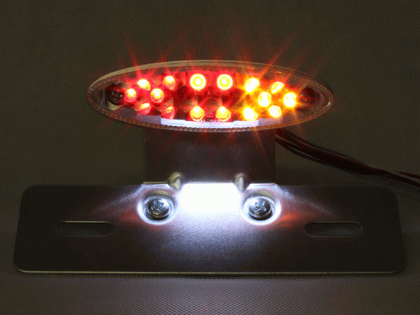 ウインカー付 オーバル LEDテールランプ クロームブラケット グラストラッカー ボルティー ストリートマジック DF200E