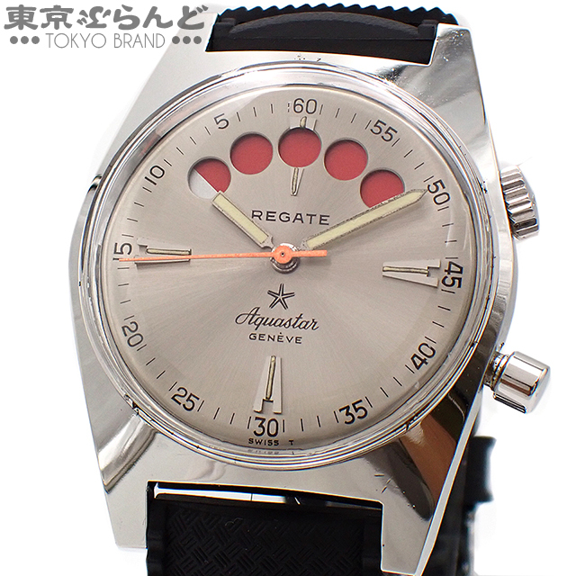 101776577 アクアスター レガッタ 4000N シルバー SS ラバー 腕時計 メンズ 自動巻 オーバーホール済 仕上済