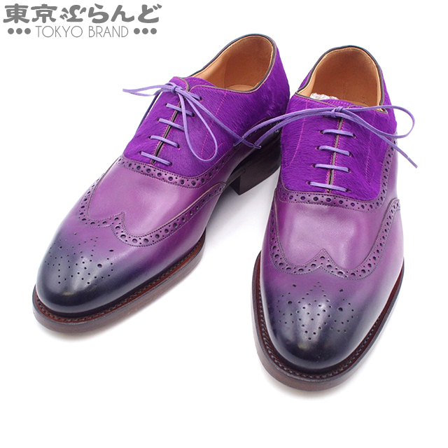 101787296 ルイヴィトン LOUIS VUITTON ウィングチップ パープル レザー ハラコ 靴 グッドイヤー 6 1/2 ドレスシューズ メンズ