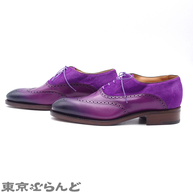 101787296 ルイヴィトン LOUIS VUITTON ウィングチップ パープル レザー ハラコ 靴 グッドイヤー 6 1/2 ドレスシューズ メンズ
