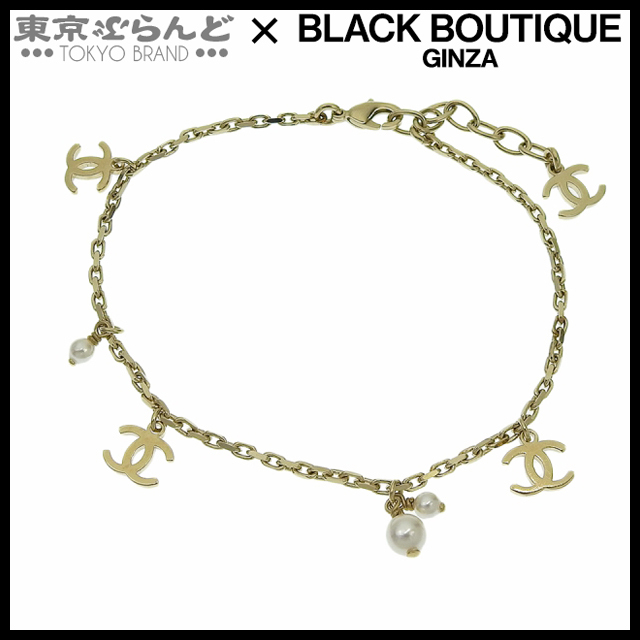 101768019 シャネル CHANEL ココマーク アンクレット A22V シャンパン メタル フェイクパール アンクレット レディース