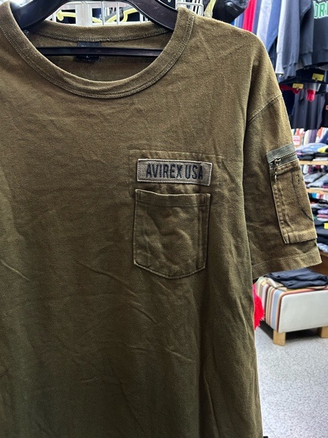 AVIREX アヴィレックス 袖ポケット 胸ポケット 半袖 Tシャツ ミリタリー 茶 メンズ L