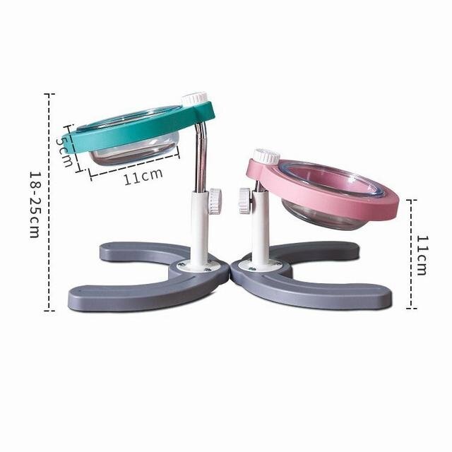 ペットボウル犬貓用食器傾斜10度ペッスタンドご飯臺(tái)角度と高さ調(diào)節(jié)可能ボウルラック滑り止め取り外し可能洗いやすい食器洗い機(jī)洗浄ピンク