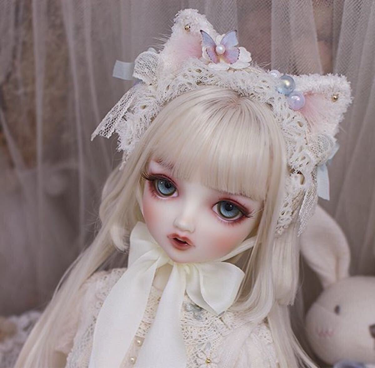 未使用　ディーラー製　ねこみみカチューシャ　ヘッドドレス　SD DD サイズ　ローズガーデン　Rose Garden さま