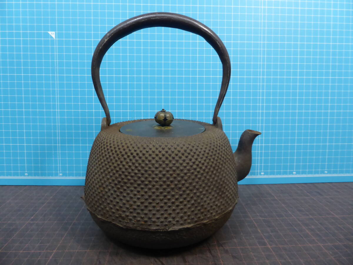 156「龍文堂造」京鉄瓶 満水1550mL 重さ1692g 水漏れ無し(鉄瓶