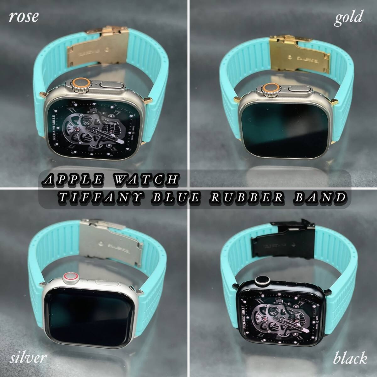 ティファニーブルー ラバー ベルト 49mm 49ミリ ウルトラ アップルウォッチ 24mm幅 ワイド ラバー ベルト バックル ultra Apple Watch_画像4