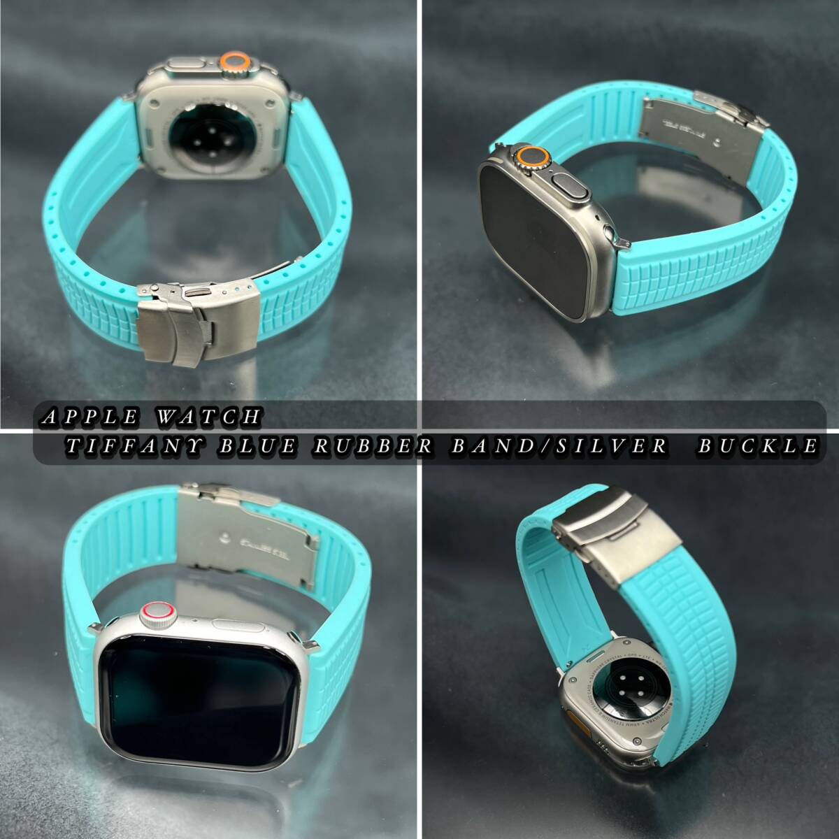 ティファニーブルー ラバー ベルト 49mm 49ミリ ウルトラ アップルウォッチ 24mm幅 ワイド ラバー ベルト バックル ultra Apple Watch_画像5