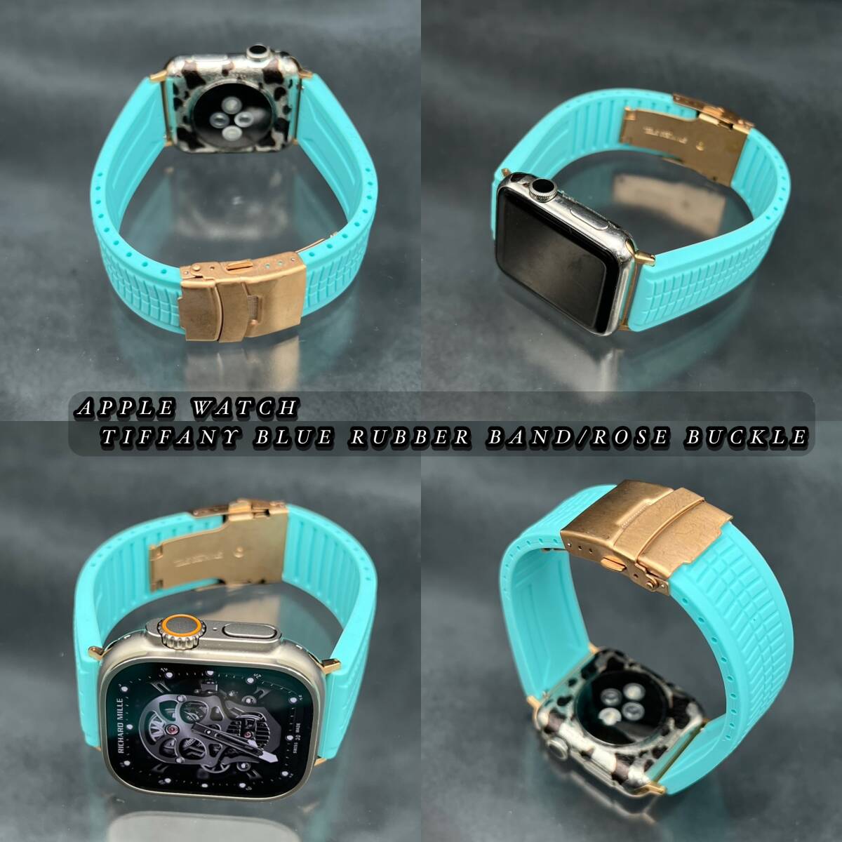 ティファニーブルー ラバー ベルト 49mm 49ミリ ウルトラ アップルウォッチ 24mm幅 ワイド ラバー ベルト バックル ultra Apple Watch_画像7