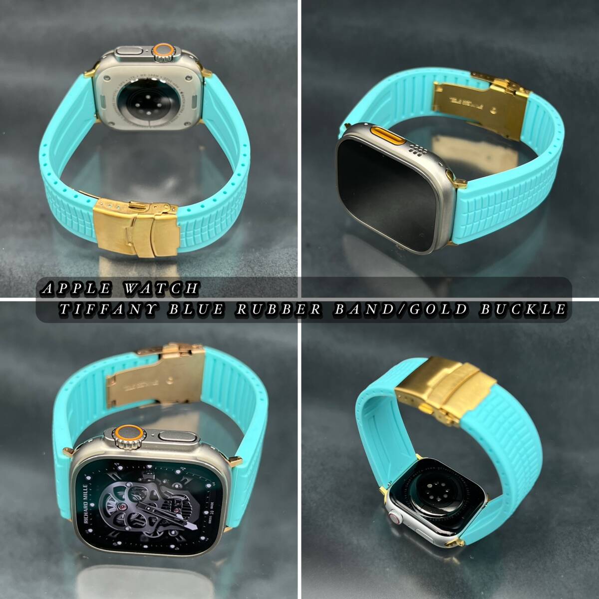 ティファニーブルー ラバー ベルト 49mm 49ミリ ウルトラ アップルウォッチ 24mm幅 ワイド ラバー ベルト バックル ultra Apple Watch_画像8