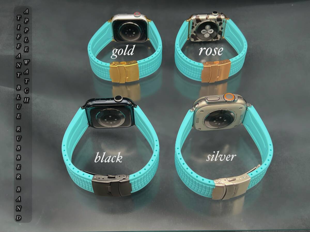 ティファニーブルー ラバー ベルト 49mm 49ミリ ウルトラ アップルウォッチ 24mm幅 ワイド ラバー ベルト バックル ultra Apple Watch_画像3