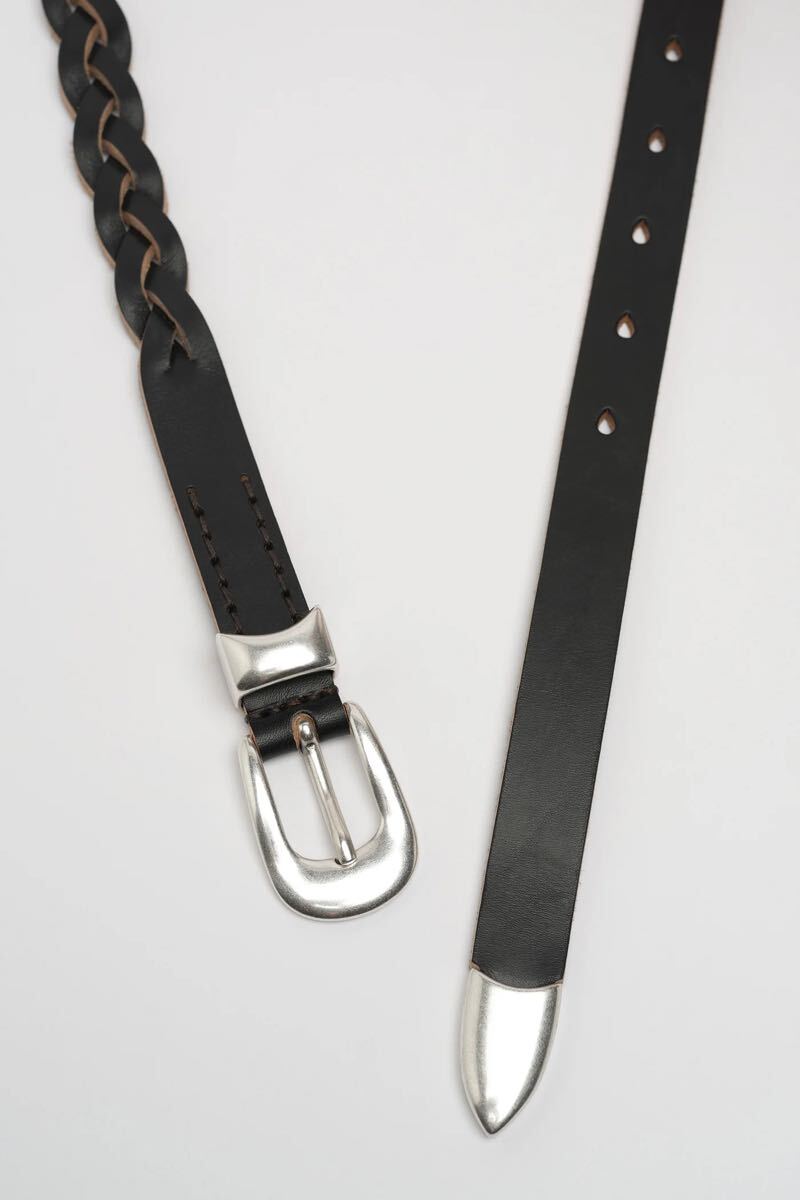 Our Legacy 2cm Braided Belt Black Leather 本革 黒 ベルト レザーベルト90センチ