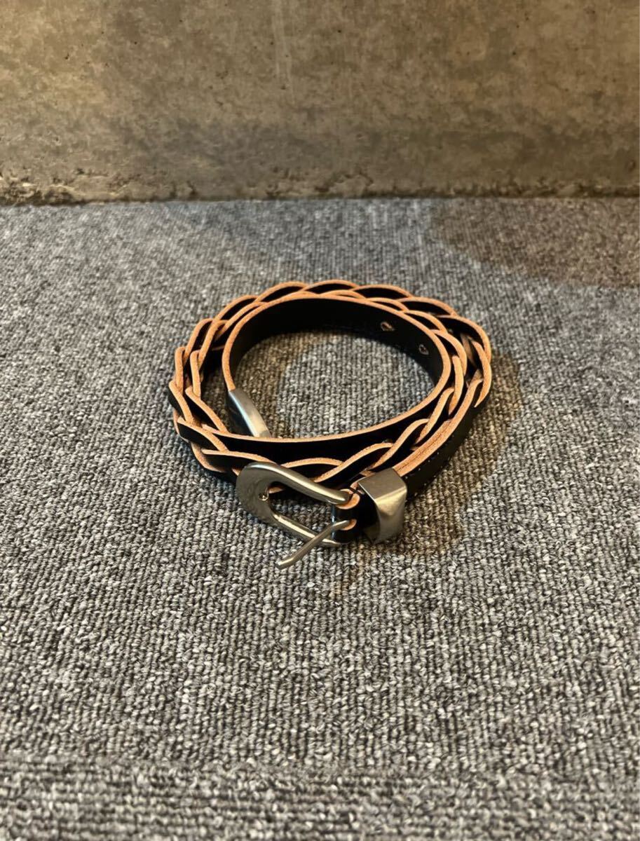 Our Legacy 2cm Braided Belt Black Leather 本革 黒 ベルト レザーベルト90センチ
