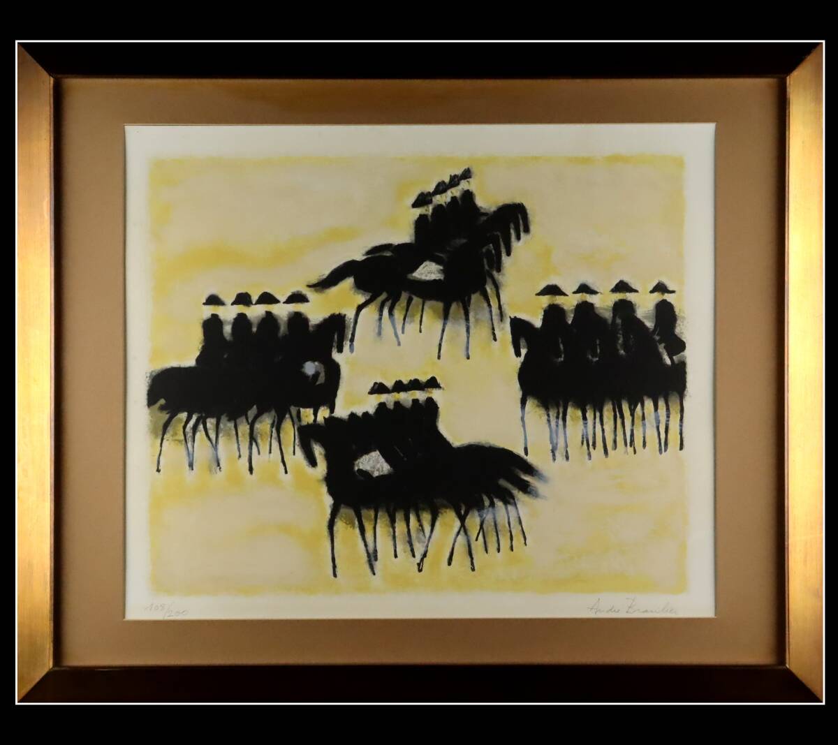 ソミュールの黒い馬』Andre Brasilier リトグラフ 石版画 額装