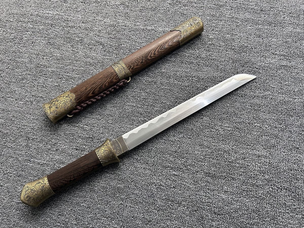 全長(zhǎng)53㎝ アウトドア 木鞘 和式短刀 サバイバルナイフ 高級(jí)木制 腰鉈 大工道具 鋼制 シース付き　ハンティング　刃が付いてない