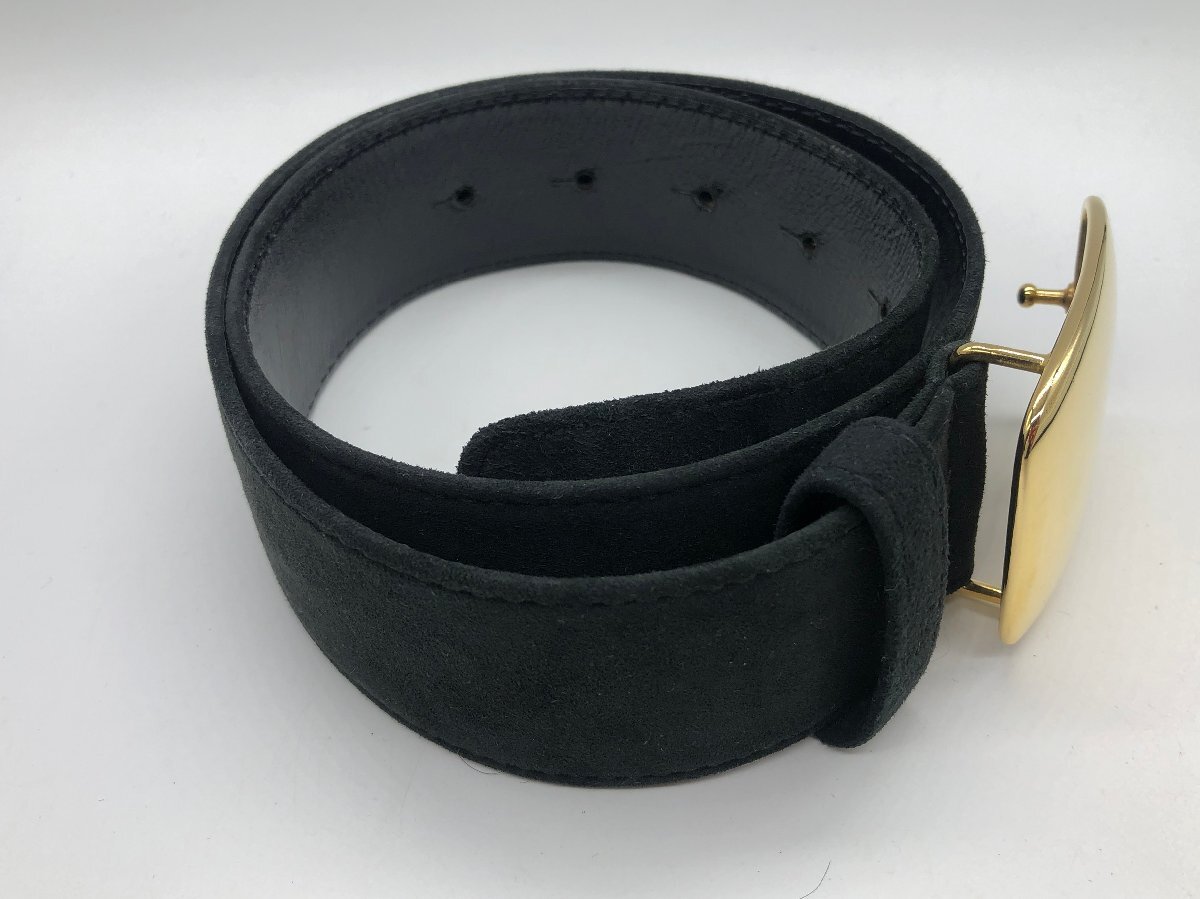 ■【YS-1】 ヨシエイナバ yoshie inaba ベルト ■ 本革 レザー 黒 ブラック系 バックル分離不可 5穴 全長81,5cm 幅4cm 【同梱可能商品】K