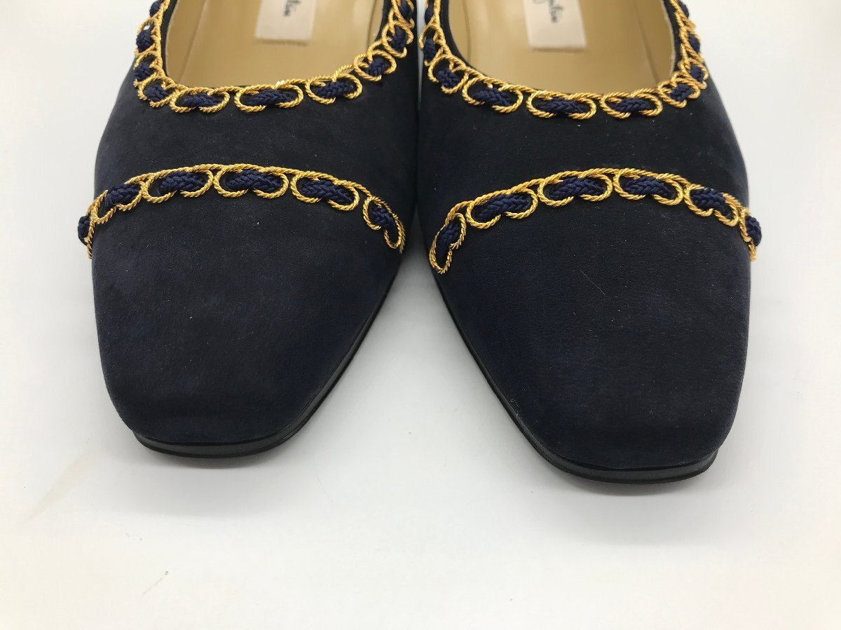■【YS-1】 銀座かねまつ Kanematsu パンプス ■ ネイビー系 24,5cm ヒール高4,5cm ■ 訳あり 【同梱可能商品】K■_画像5