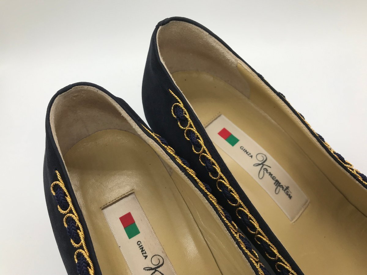 ■【YS-1】 銀座かねまつ Kanematsu パンプス ■ ネイビー系 24,5cm ヒール高4,5cm ■ 訳あり 【同梱可能商品】K■_画像6