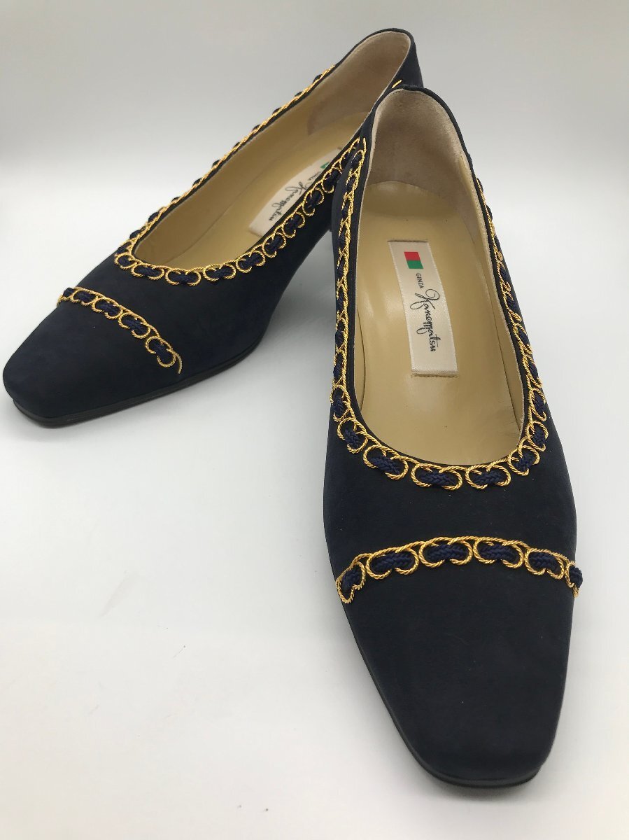 ■【YS-1】 銀座かねまつ Kanematsu パンプス ■ ネイビー系 24,5cm ヒール高4,5cm ■ 訳あり 【同梱可能商品】K■_画像1