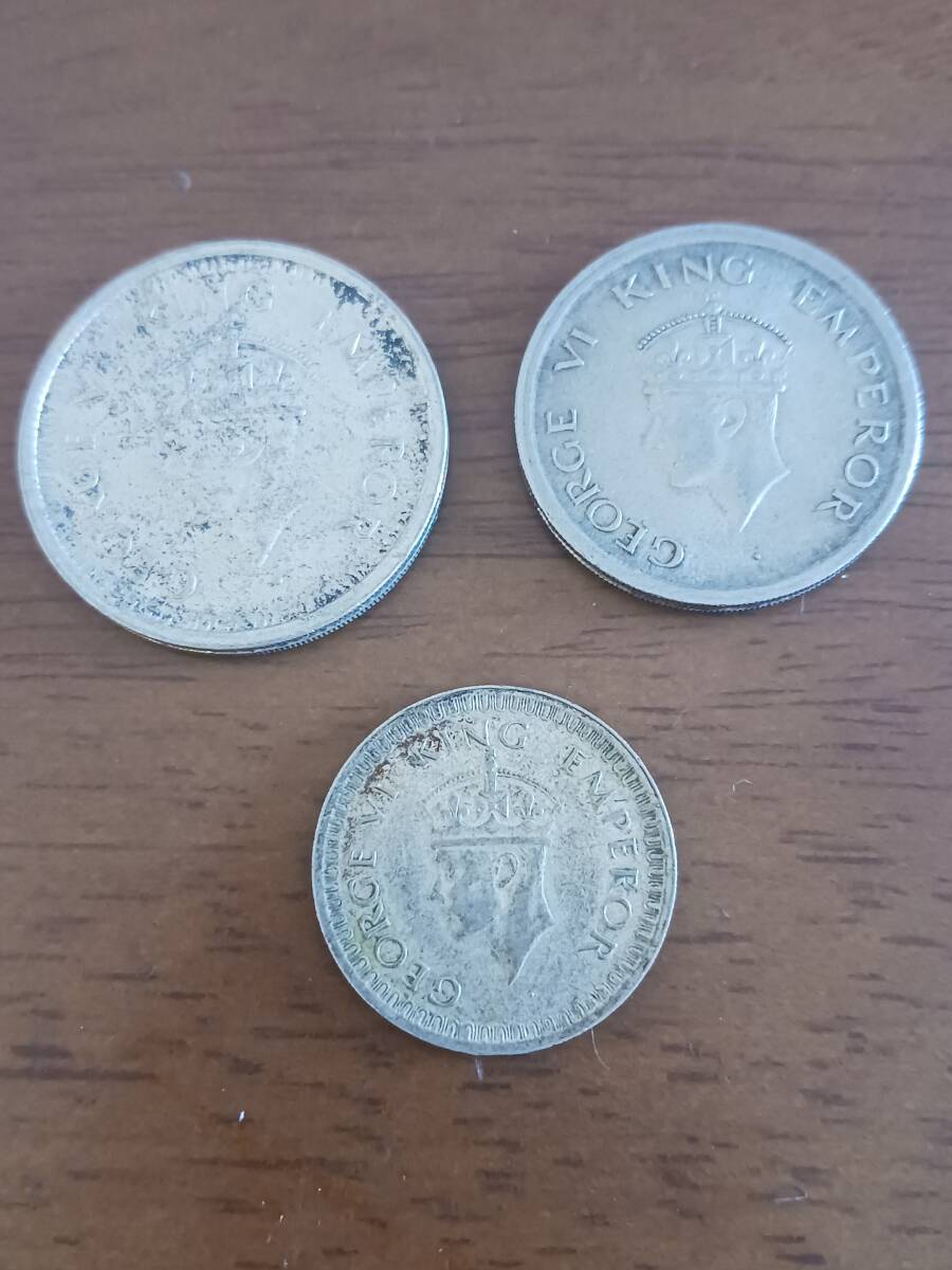 ★英国領インド★GEORGE VI・ジョージⅥ世★RUPEE銀貨1944年他計3枚★_画像1