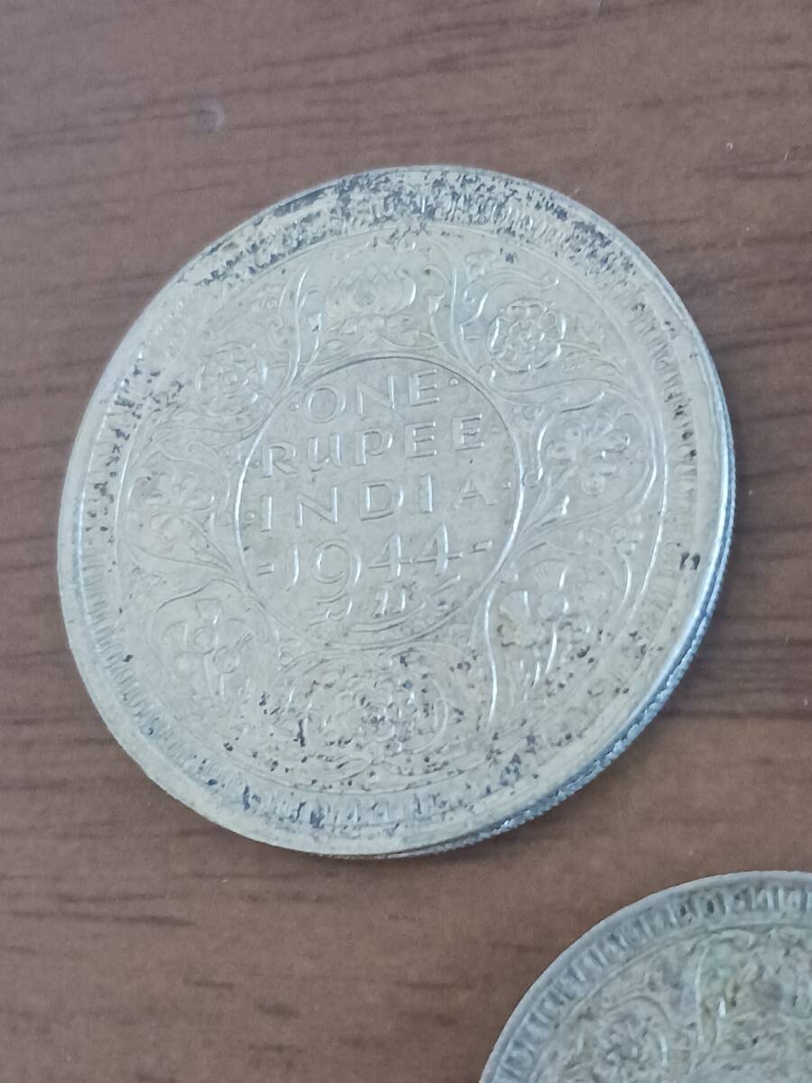 ★英国領インド★GEORGE VI・ジョージⅥ世★RUPEE銀貨1944年他計3枚★_画像4
