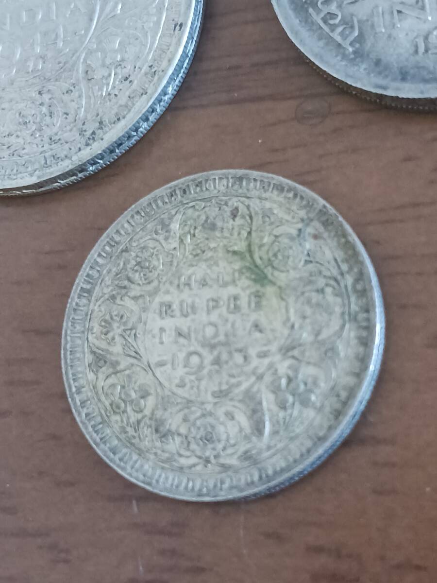 ★英国領インド★GEORGE VI・ジョージⅥ世★RUPEE銀貨1944年他計3枚★_画像5