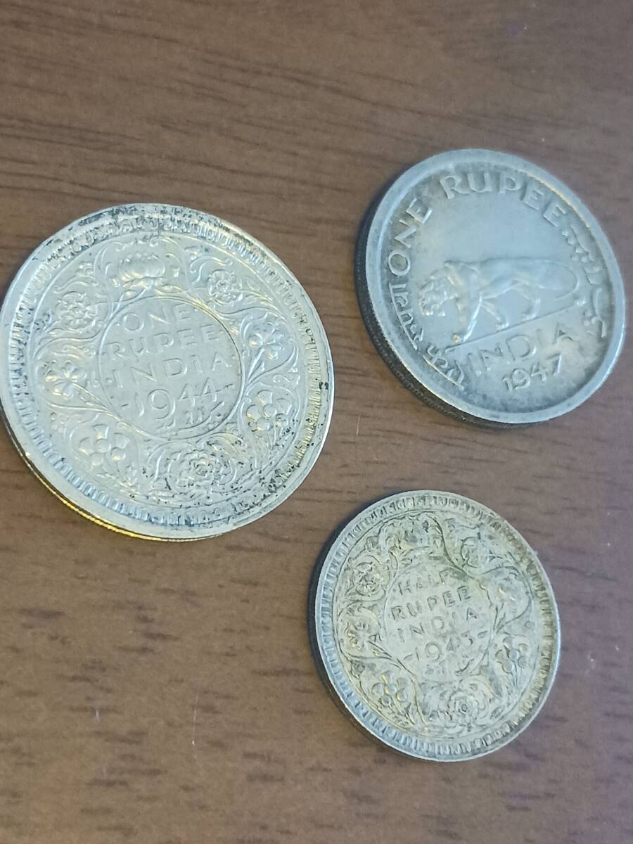 ★英国領インド★GEORGE VI・ジョージⅥ世★RUPEE銀貨1944年他計3枚★_画像10