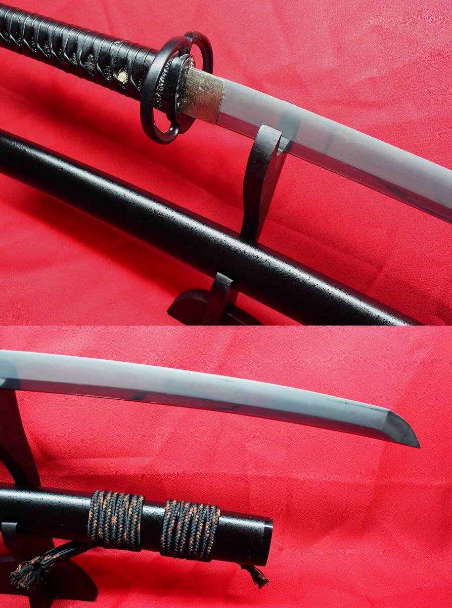 【現(xiàn)代刀】水田國重一門 森田兼重 62.7cm 元幅3.3cm 元重 約7mm 刀身重量750g 居合外裝拵え新品!!