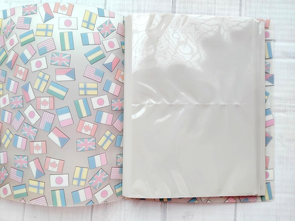 フォトアルバム 写真入れ 丈夫なクリアポケット 56枚収納 国旗 旅行 思い出 整理 保管 ポストカード はがき 文房具_画像3