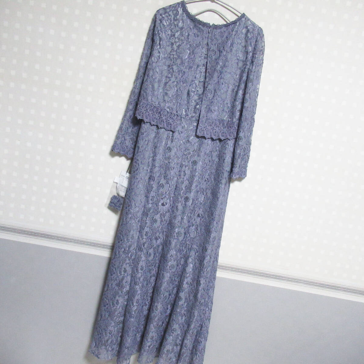 C19★新品 近年★ソワールドルチェ 東京ソワール★レース フォーマル フレア ロングワンピース9★×