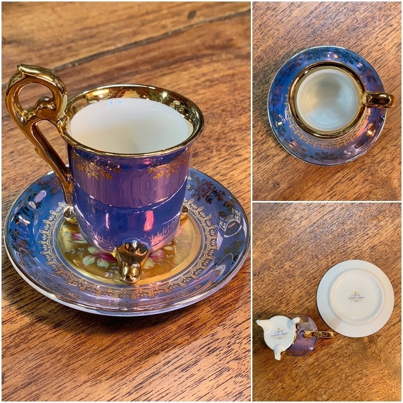 【福岡】大橋陶器 OHASHI CHINA デミタスカップ&ソーサー 1932 日本製 ティーカップ アンティーク 猫脚 金彩【RU0227-4】_画像2