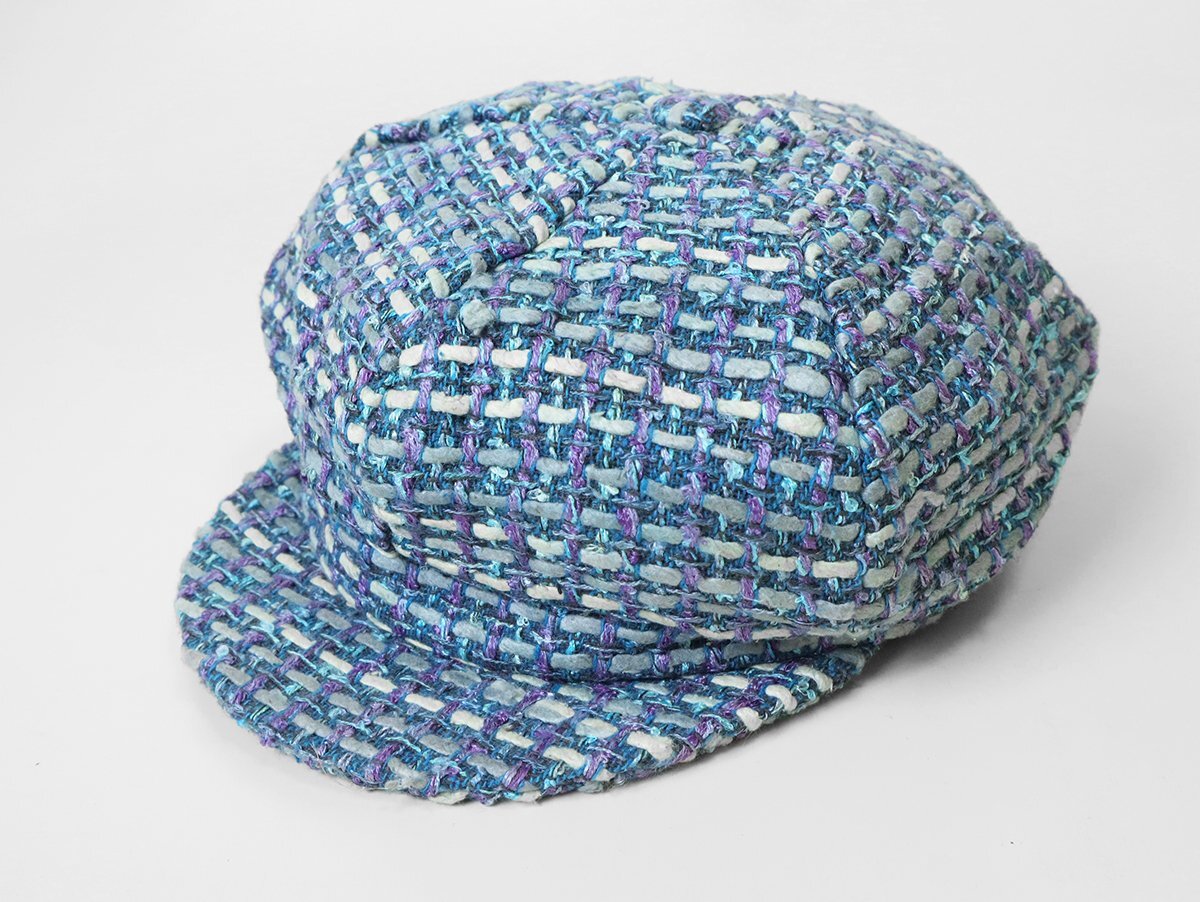 ♪送料無料 BARNEYS NEW YORK ◆ ツイード キャスケット 帽子 ブルー シルク混 バーニーズニューヨーク◆GG12_画像1