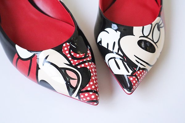 良品* DIANA DISNEY COLLECTION ミニーマウス ポインテッド パンプス 24cm ◆ エナメル フラット シューズ ディズニー ダイアナ ◆J-2