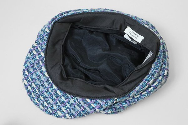 ♪送料無料 BARNEYS NEW YORK ◆ ツイード キャスケット 帽子 ブルー シルク混 バーニーズニューヨーク◆GG12_画像4