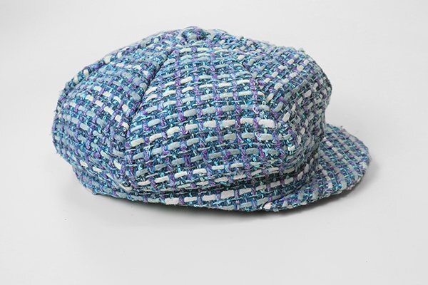♪送料無料 BARNEYS NEW YORK ◆ ツイード キャスケット 帽子 ブルー シルク混 バーニーズニューヨーク◆GG12_画像2