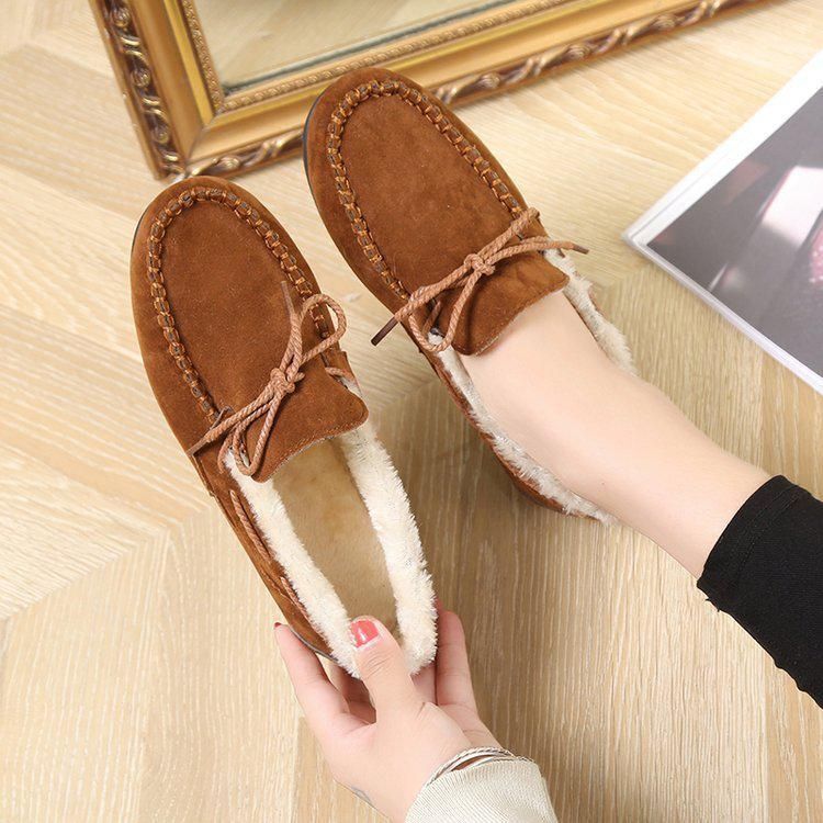 23cm мокасины Loafer женская обувь обувь .... обратная сторона ворсистый теплый салон обувь вне надеть обувь салон надеть обувь чай цвет Brown N271