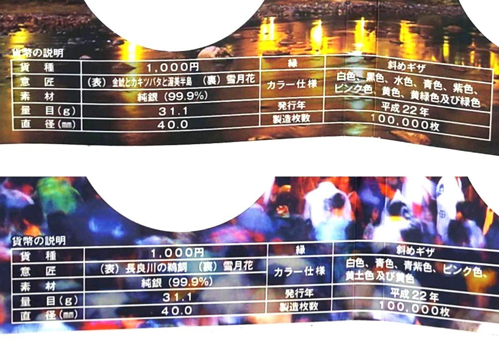 【1円スタート】地方自治法施行60周年記念千円銀貨幣プルーフ貨幣セット（切手付き）『岐阜県?愛知県』1000円　銀貨　造営局　B167