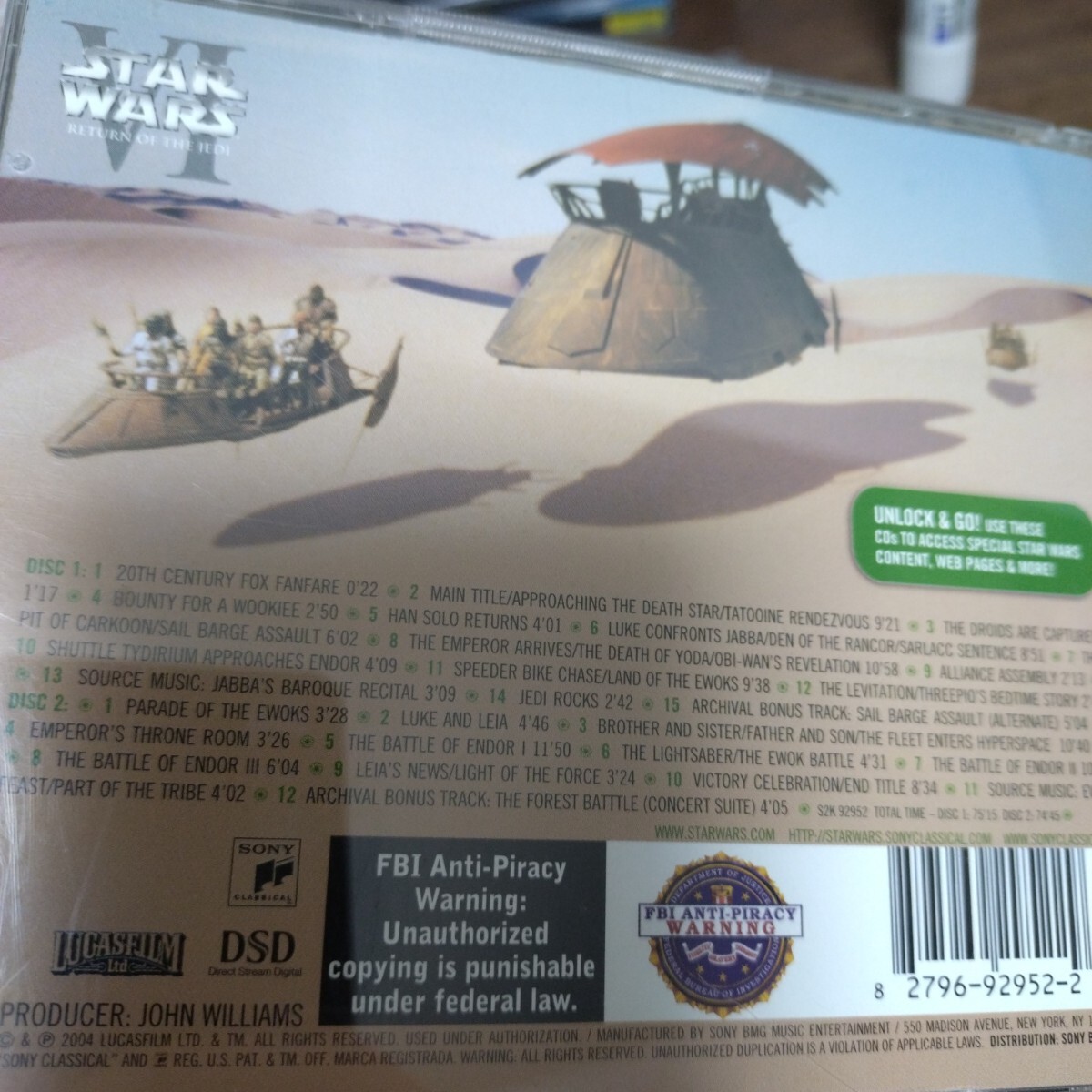 サントラ2CD　スターウォーズ エピソード6 ジェダイの帰還　ジョン・ウィリアムズ_画像2