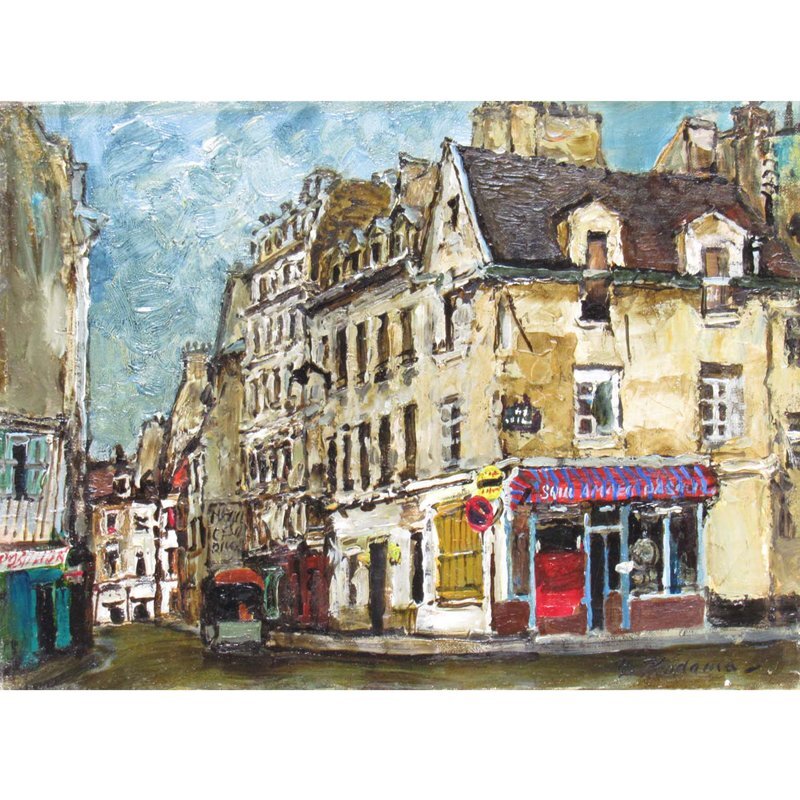 GINZA絵画館】児玉幸雄 油絵4号「パリー風景」公式鑑定証書付き